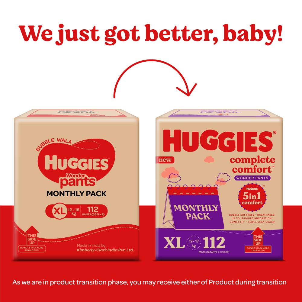 Huggies Complete Comfort Wonder Baby Diaper Pants XL, 112 Count (2x56), Pack of 1 