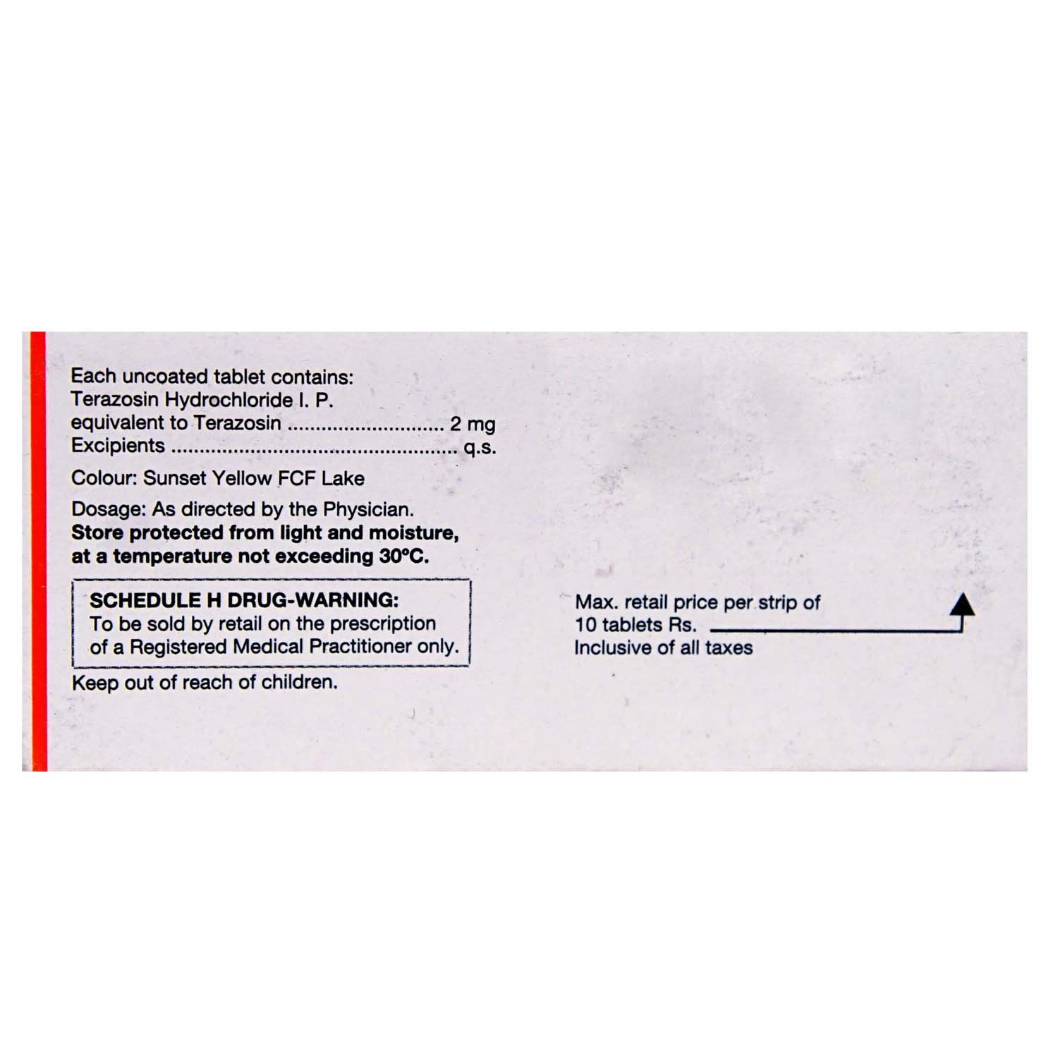 Hytrin 2 Tablet 10's, Pack of 10 TABLETS Hytrin 2 Tablet 10's, Pack of 10 TABLETS