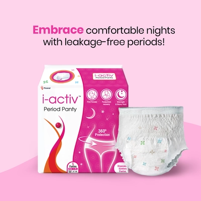 i-activ Period Panty L-XL for Women, 5 Count, Pack of 1