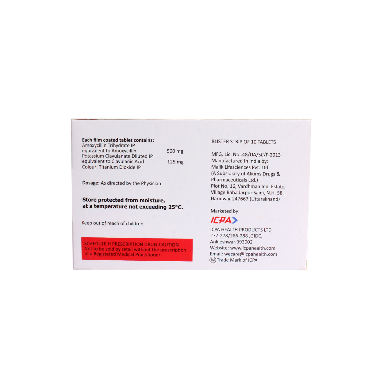 Icpamox-CV 625 Tablet 10's Price, Uses, Side Effects, Composition ...