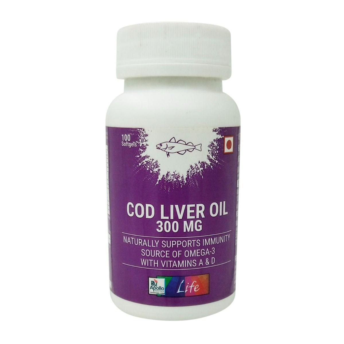 Buy Apollo Life Cod Liver Oil 300mg, 100 Capsules Online