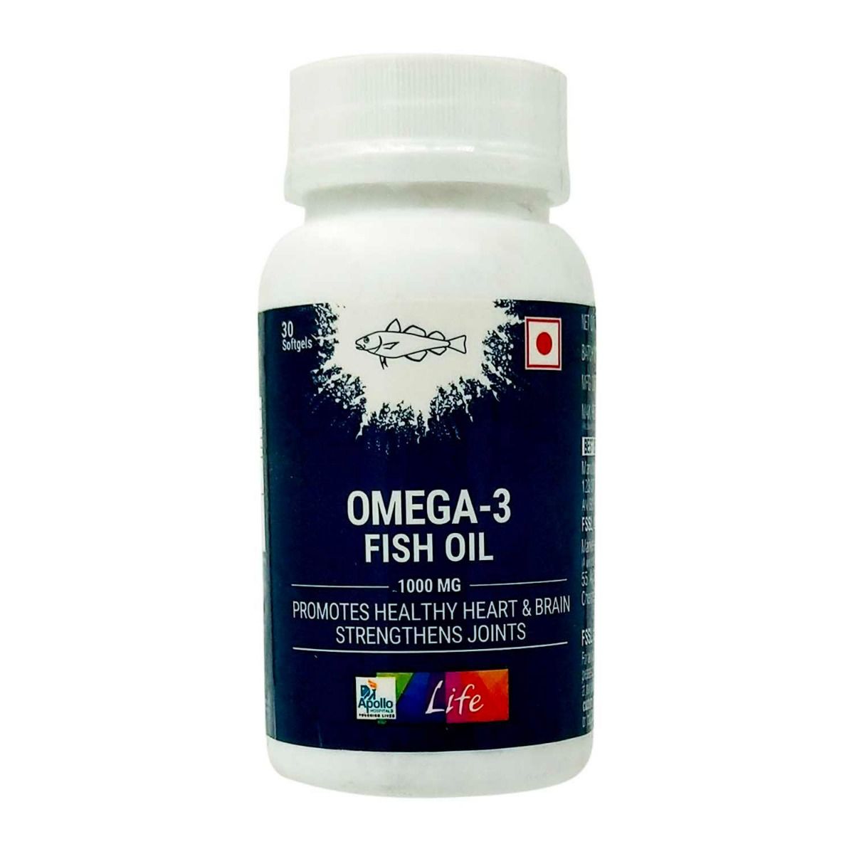 Buy Apollo Life Omega-3 Fish Oil 1000mg, 30 Capsules Online