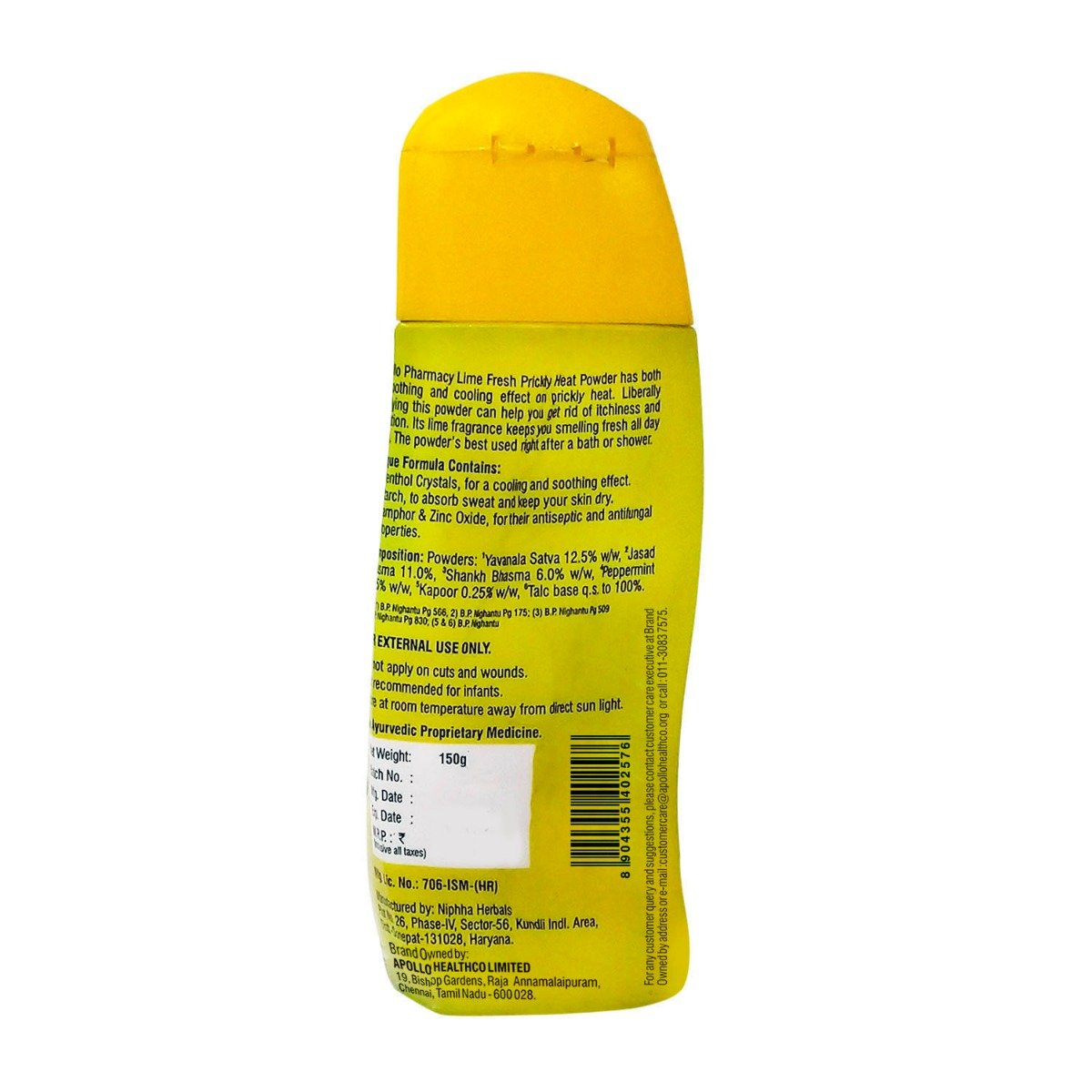 Apollo Pharmacy Prickly Heat Lemon Fresh Powder, 150 gm, Pack of 1 Apollo Pharmacy Prickly Heat Lemon Fresh Powder, 150 gm, Pack of 1