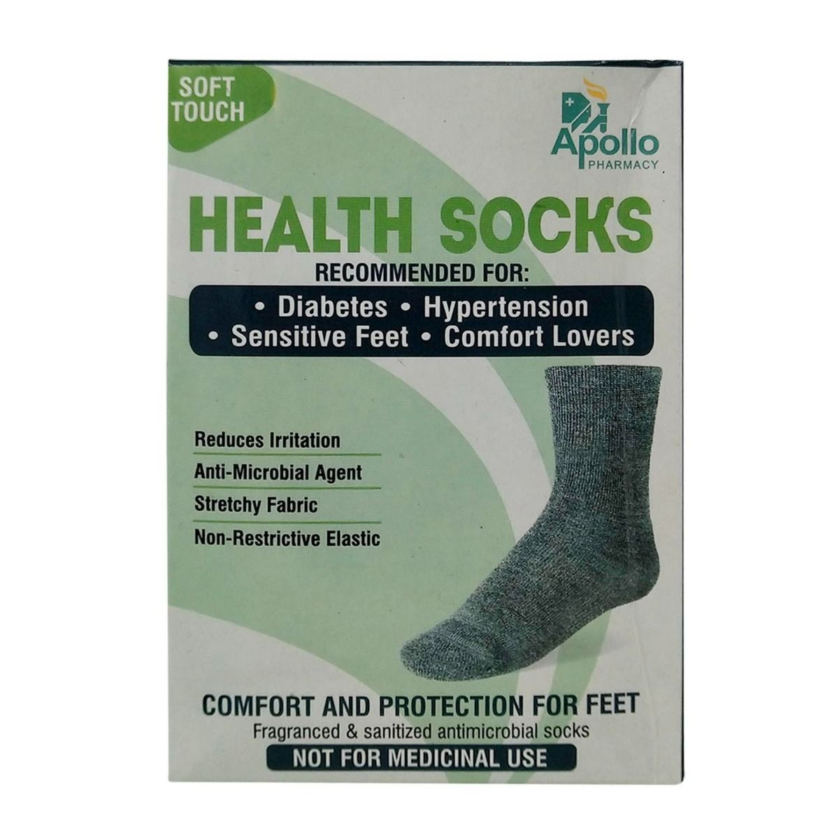Buy Apollo Pharmacy Soft Touch Health Socks Black, 1 Pair | 19 Minutes