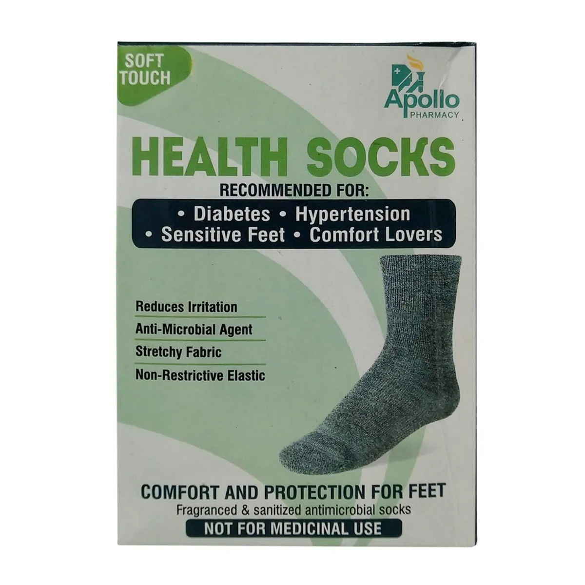 Buy Apollo Pharmacy Soft Touch Health Socks Black, Pair 19
