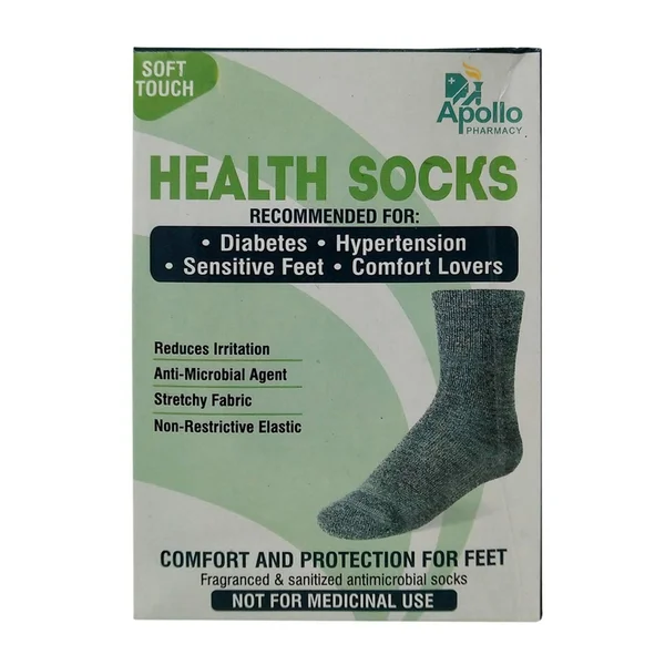 Apollo Pharmacy Soft Touch Health Socks Black, 1 Pair