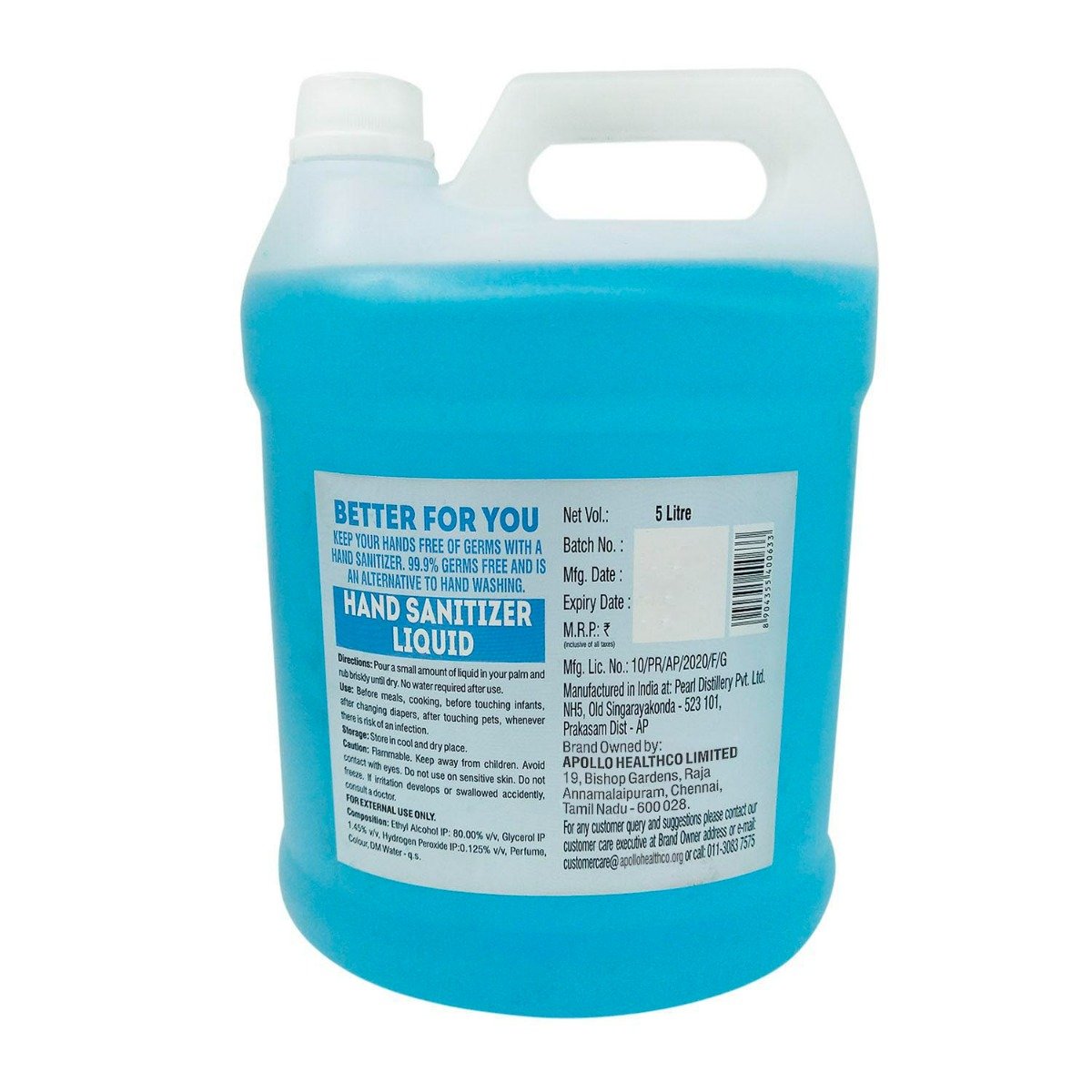 Apollo Life Hand Sanitizer, 5 Litre, Pack of 1 Apollo Life Hand Sanitizer, 5 Litre, Pack of 1
