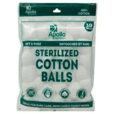 Apollo Pharmacy Sterilized Cotton Balls, 30 Count, Pack of 1
