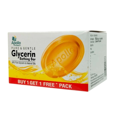 Apollo Pharmacy Glycerin Bathing Bar, 75 gm (Buy 2 Get 2 Free), Pack of 2