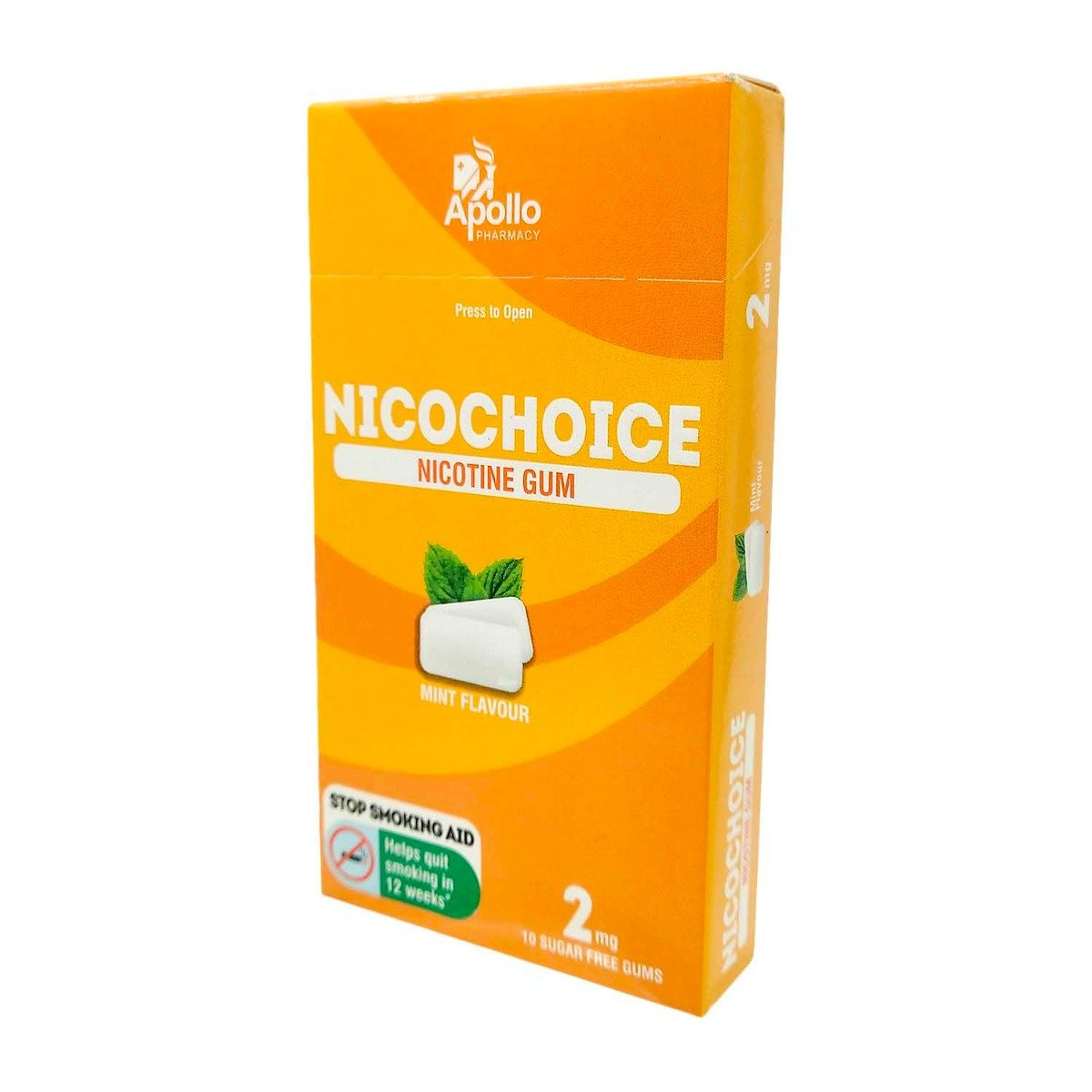 Apollo Pharmacy Nicochoice 2mg Nicotine Gum, 10 Count, Pack of 1 Apollo Pharmacy Nicochoice 2mg Nicotine Gum, 10 Count, Pack of 1