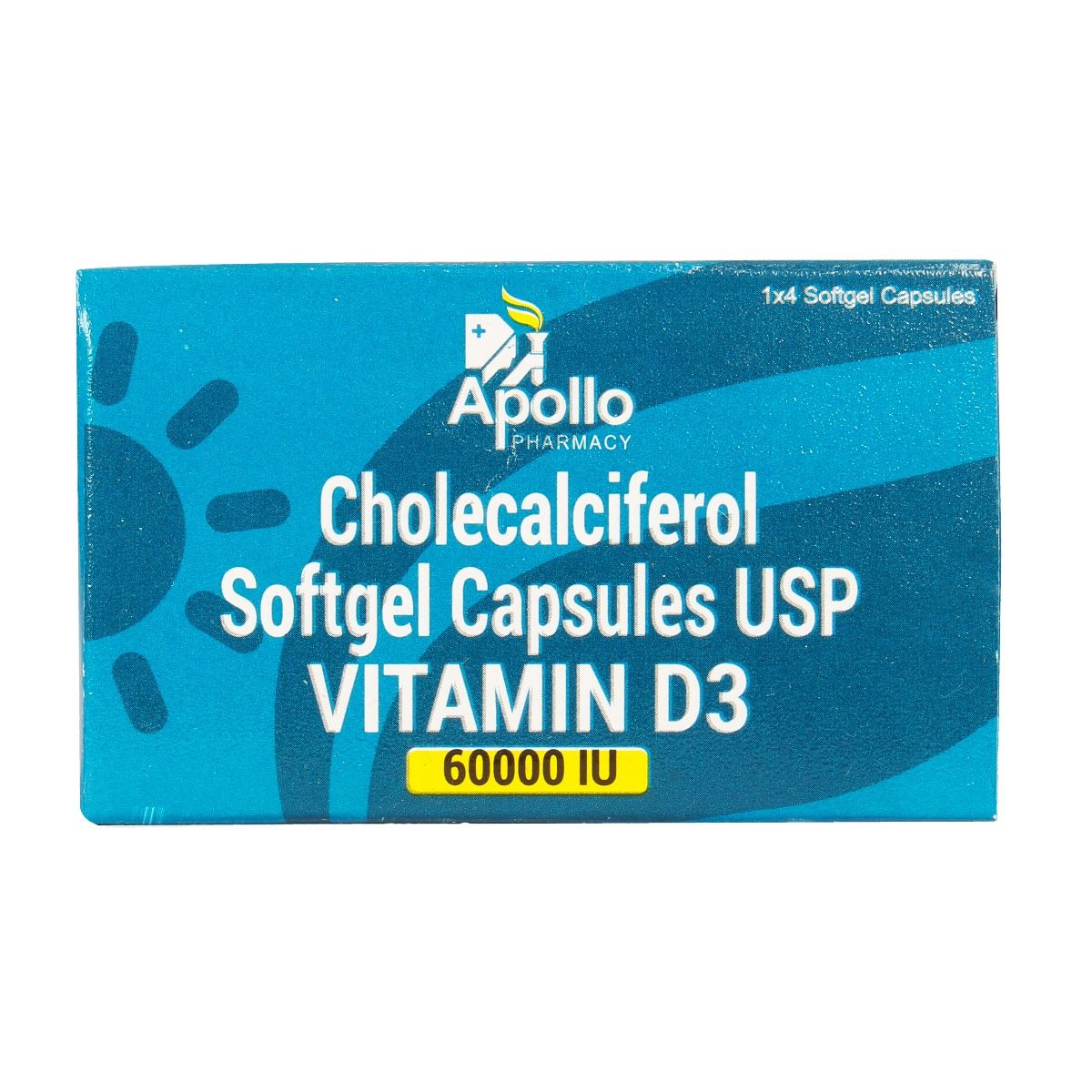 Apollo Pharmacy Vitamin D3 60000 IU, 4 Capsules Price, Uses, Side
