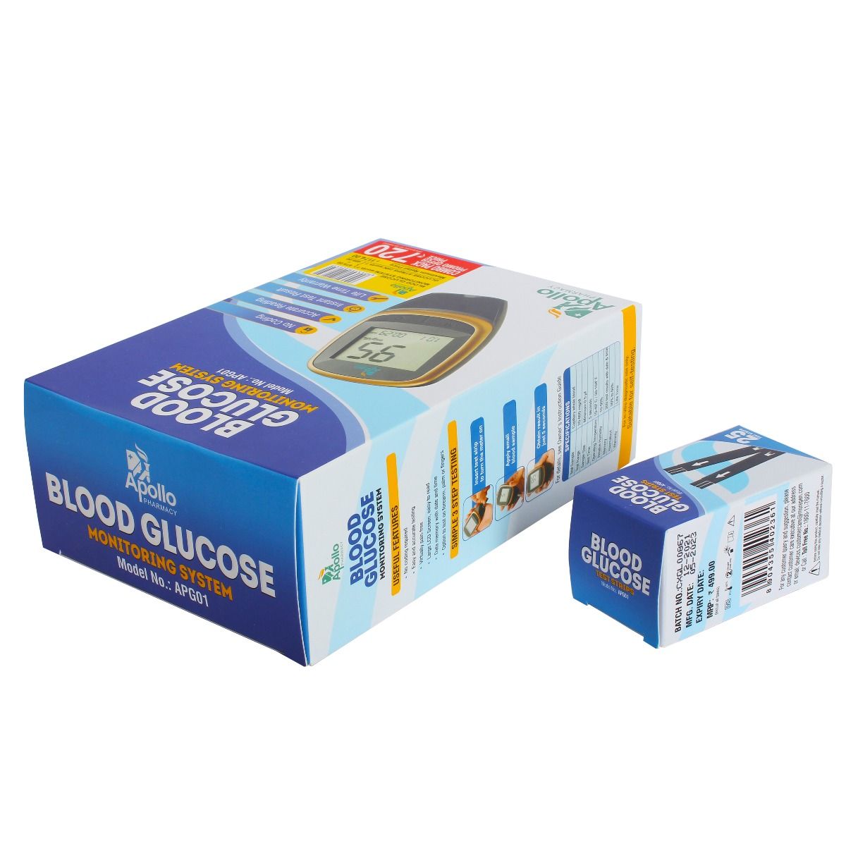 Apollo Pharmacy Blood Glucose Monitoring System APG01 with 25 Test