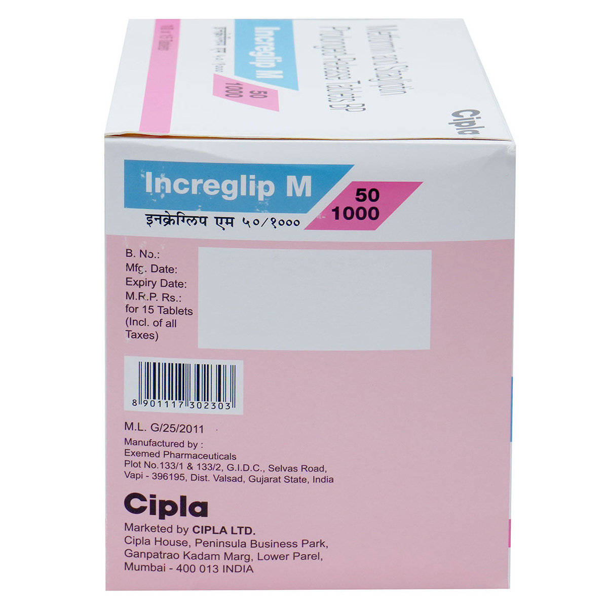 Increglip M 50/1000 Tablet 15's, Pack of 15 Increglip M 50/1000 Tablet 15's, Pack of 15