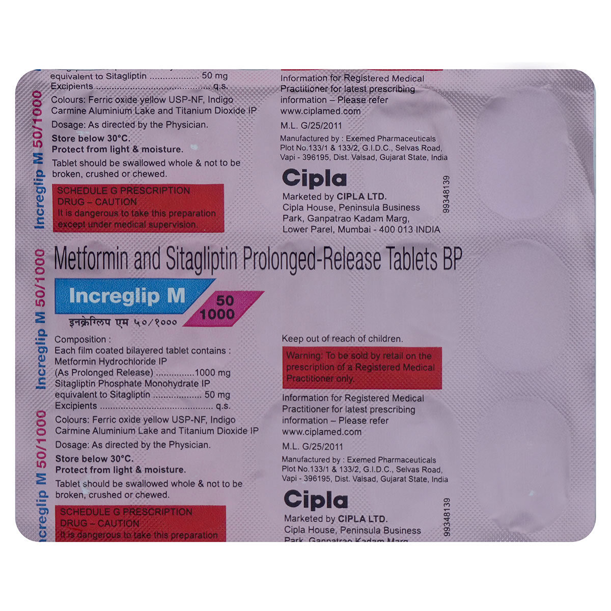 Increglip M 50/1000 Tablet 15's, Pack of 15 Increglip M 50/1000 Tablet 15's, Pack of 15