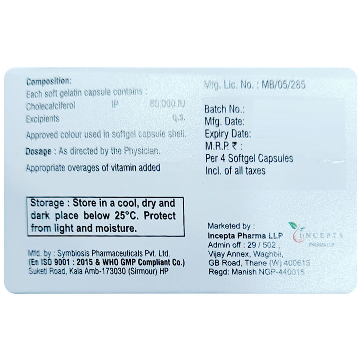 Incepcal-D3 Softgel Capsule 4's, Pack of 4 Incepcal-D3 Softgel Capsule 4's, Pack of 4
