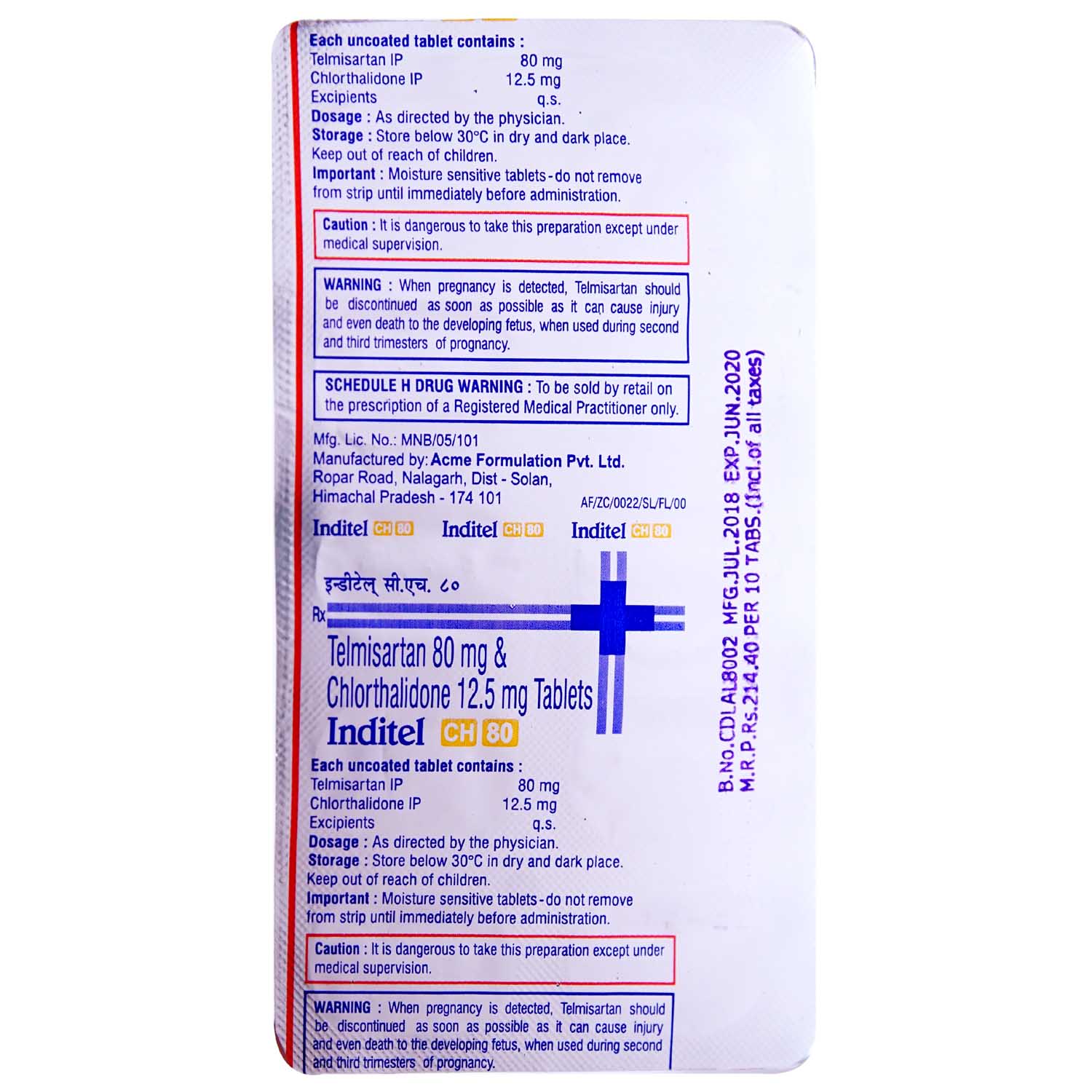 Inditel CH 80 Tablet 10's, Pack of 10 TABLETS