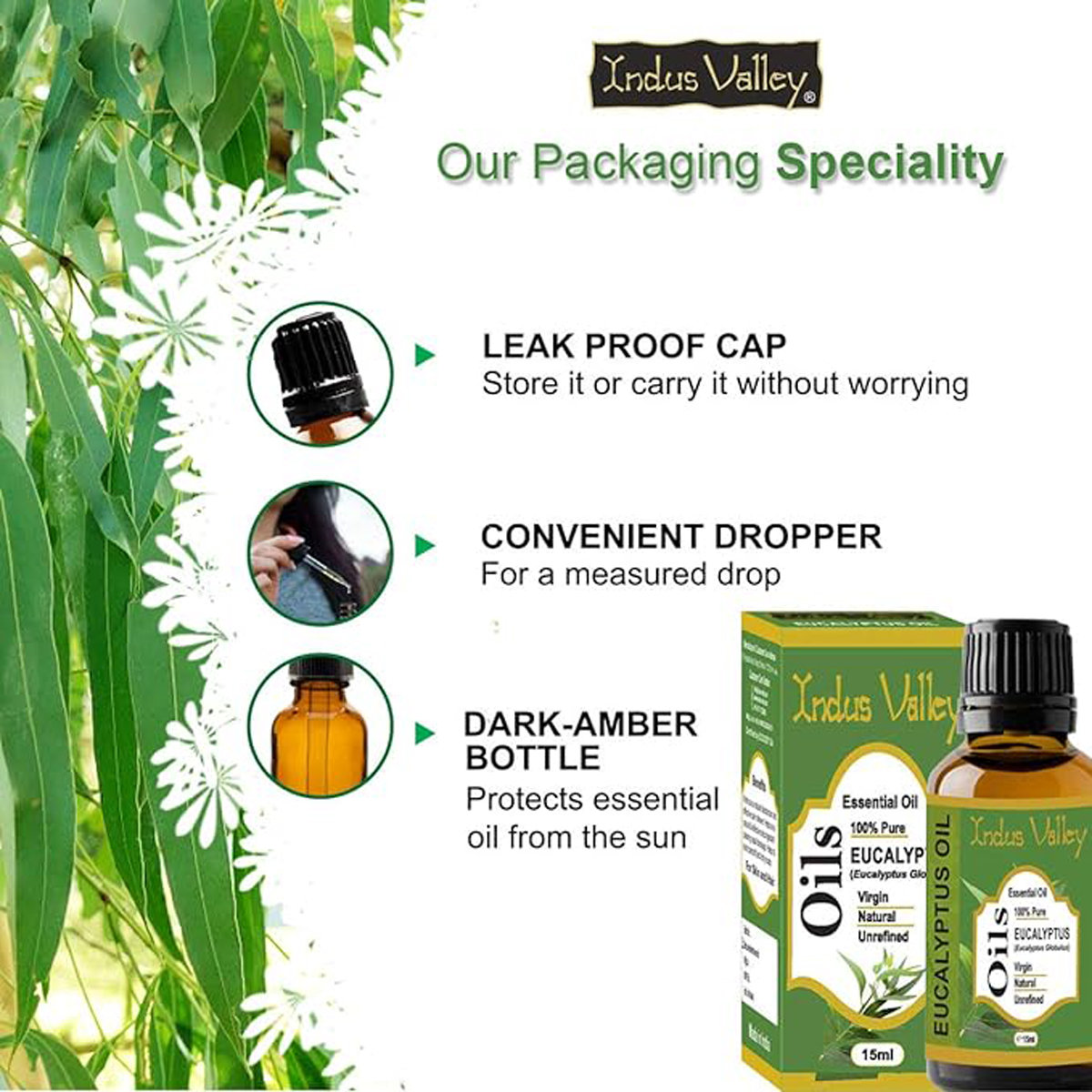 Indus Valley 100% Pure Eucalyptus Essential Oil, 15 ml, Pack of 1 Indus Valley 100% Pure Eucalyptus Essential Oil, 15 ml, Pack of 1