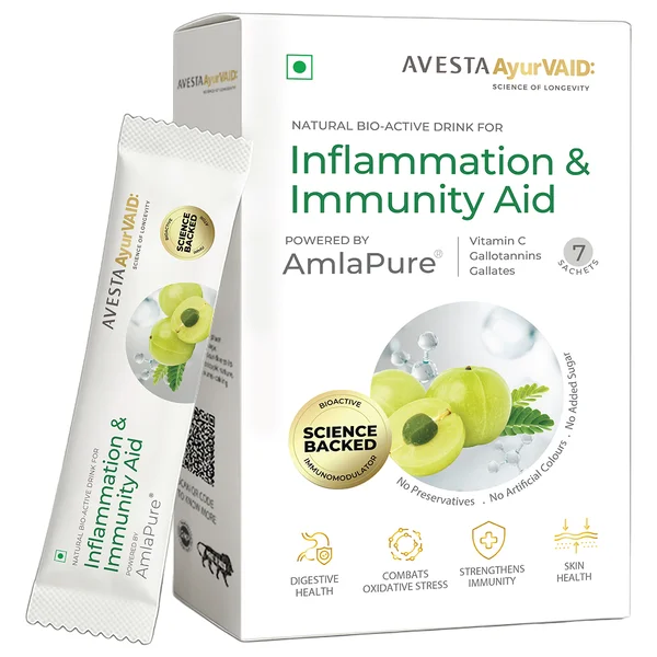 AvestaAyurVAID Inflammation &amp; Immunity Aid, 7 Sachets - Fights Inflammation &amp; Supports Gut Health, Pack of 1