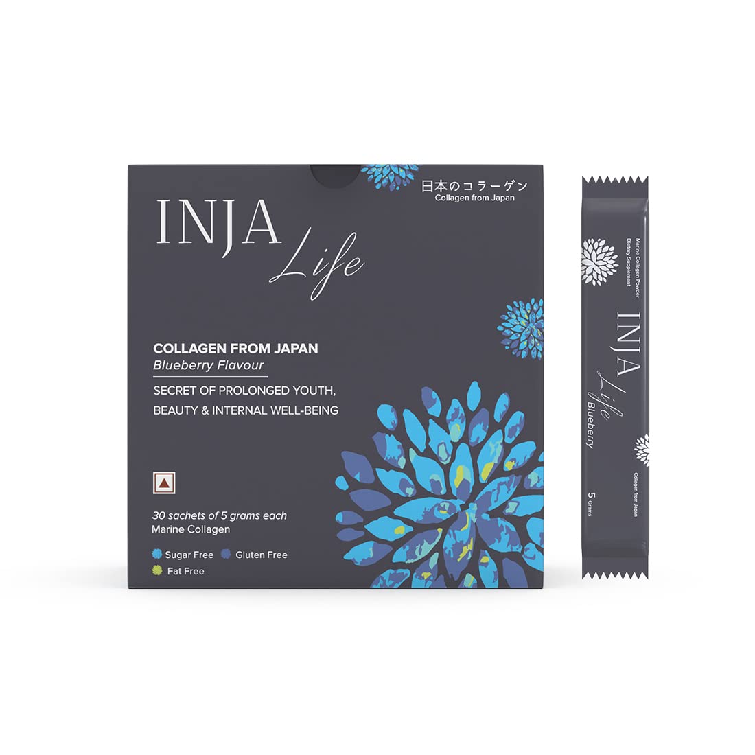 Buy INJA Life Collagen Blueberry Flavour Powder, 150 gm (30 gm x 5 Sachets) Online