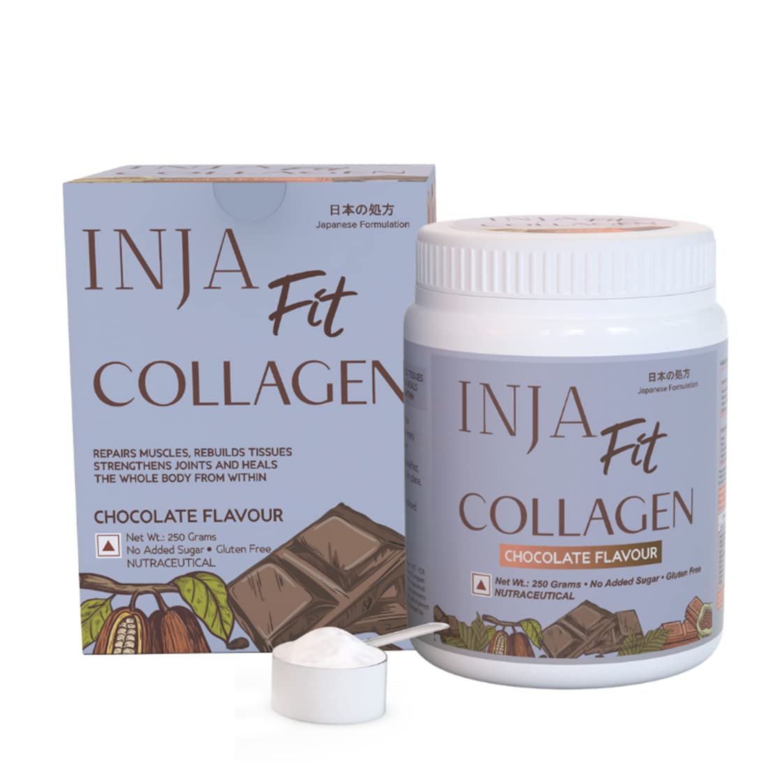 Buy INJA Fit Collagen Chocolate Flavour Powder, 250 gm Online