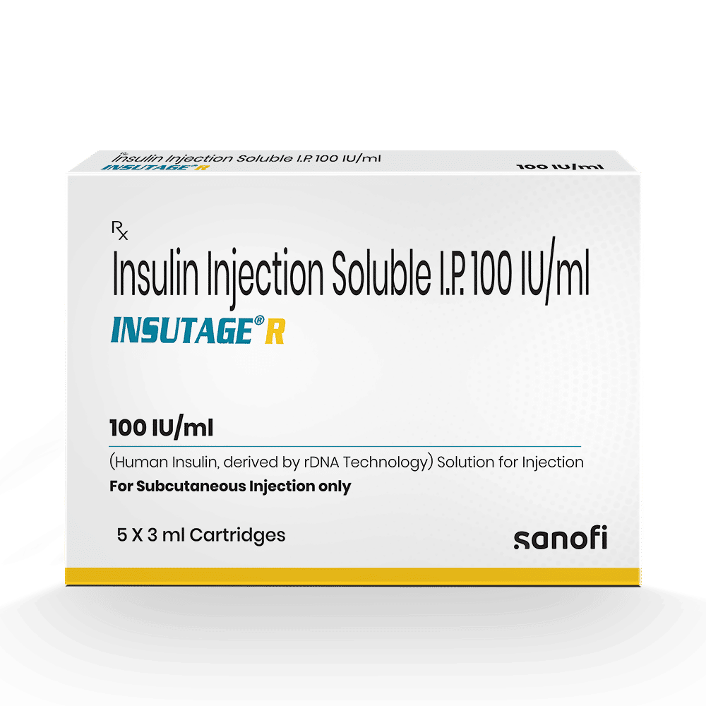 Insutage R 100Iu/Ml Cartridge 3 ml, Pack of 1 INJECTION Insutage R 100Iu/Ml Cartridge 3 ml, Pack of 1 INJECTION