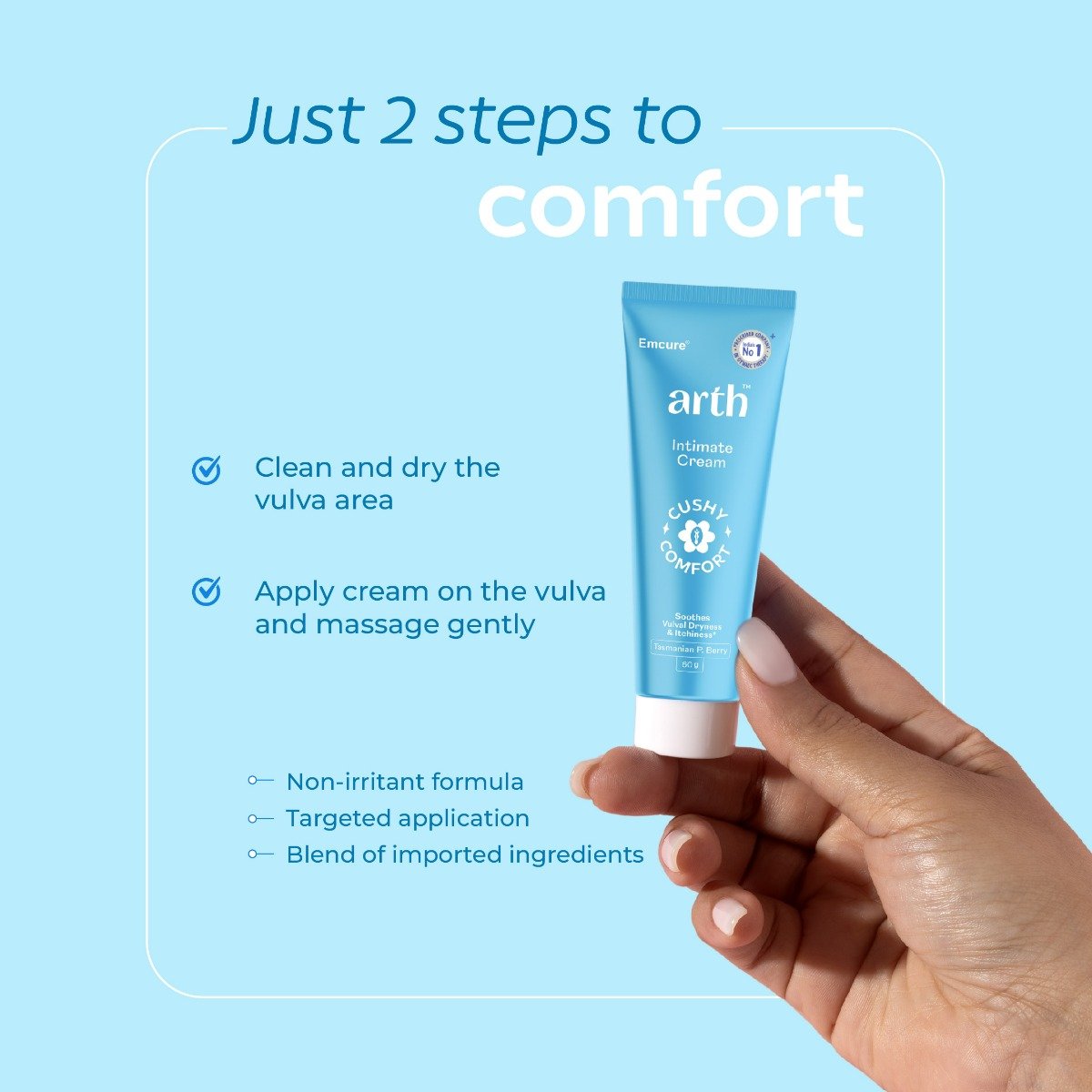 Arth Intimate Cream | Reduces Intimate Itchiness & Dryness | Maintains pH of 3.5-4.5 | 60 gm, Pack of 1 Arth Intimate Cream | Reduces Intimate Itchiness & Dryness | Maintains pH of 3.5-4.5 | 60 gm, Pack of 1