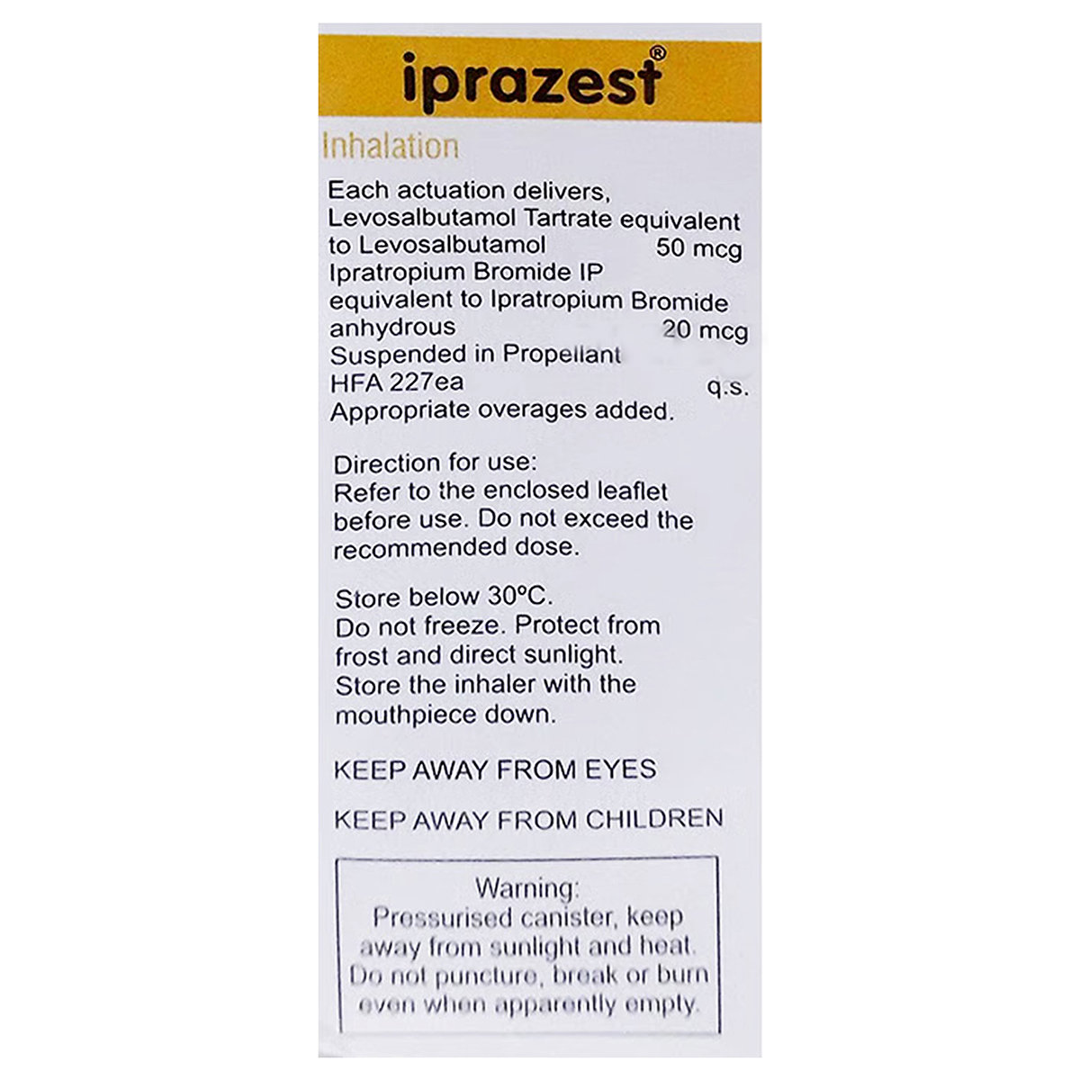 Iprazest Inhaler With Dose Counter 120 mdi, Pack of 1 Inhaler Iprazest Inhaler With Dose Counter 120 mdi, Pack of 1 Inhaler