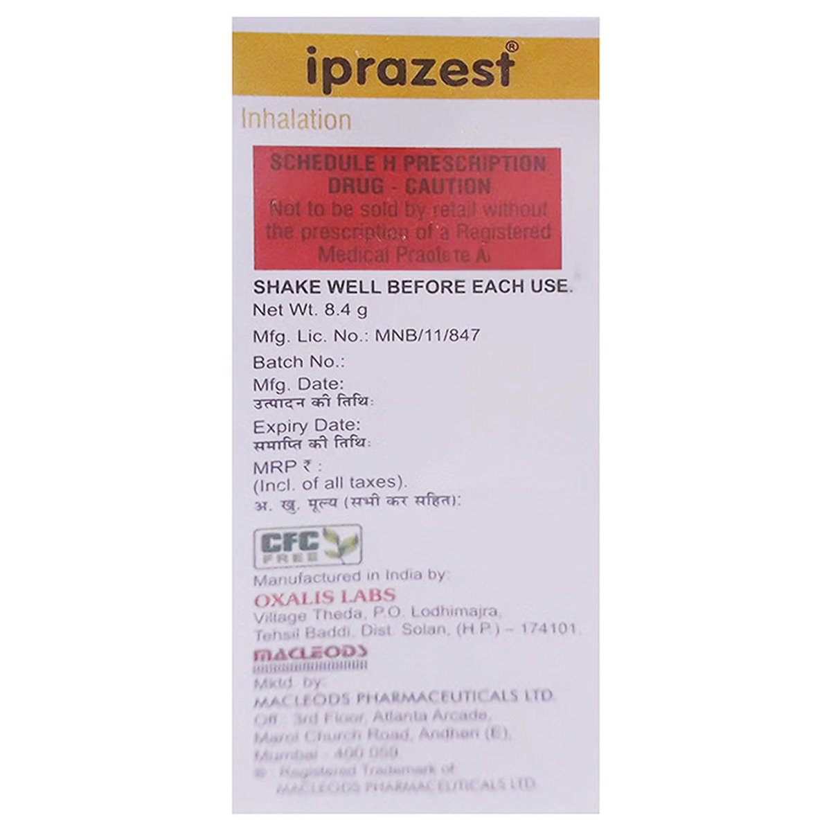 Iprazest Inhaler With Dose Counter 120 mdi, Pack of 1 Inhaler Iprazest Inhaler With Dose Counter 120 mdi, Pack of 1 Inhaler