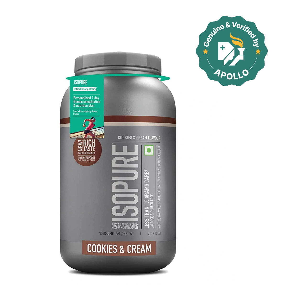 Buy Isopure Less Than 1.5 gm Carbs 100% Whey Protein Isolate Cookies & Cream Flavour Powder, 2.20 lb Online