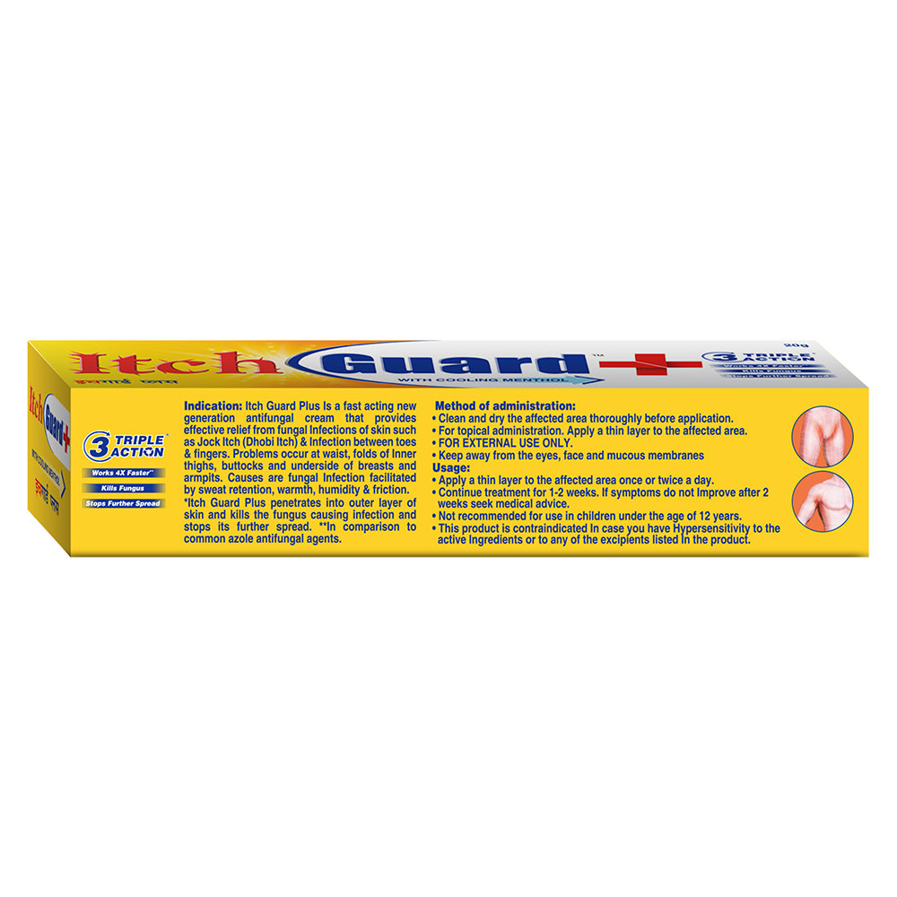 Itch Guard+ Cream 20 gm | Terbinafine With Cooling Menthol | With 3 Triple Action | Kills Fungus & Stop Its Further Spread, Pack of 1 Itch Guard+ Cream 20 gm | Terbinafine With Cooling Menthol | With 3 Triple Action | Kills Fungus & Stop Its Further Spread, Pack of 1