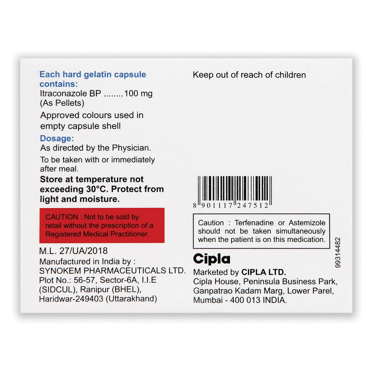 Itracip 100 mg Capsule 4'S, Pack of 4 CapsuleS Itracip 100 mg Capsule 4'S, Pack of 4 CapsuleS