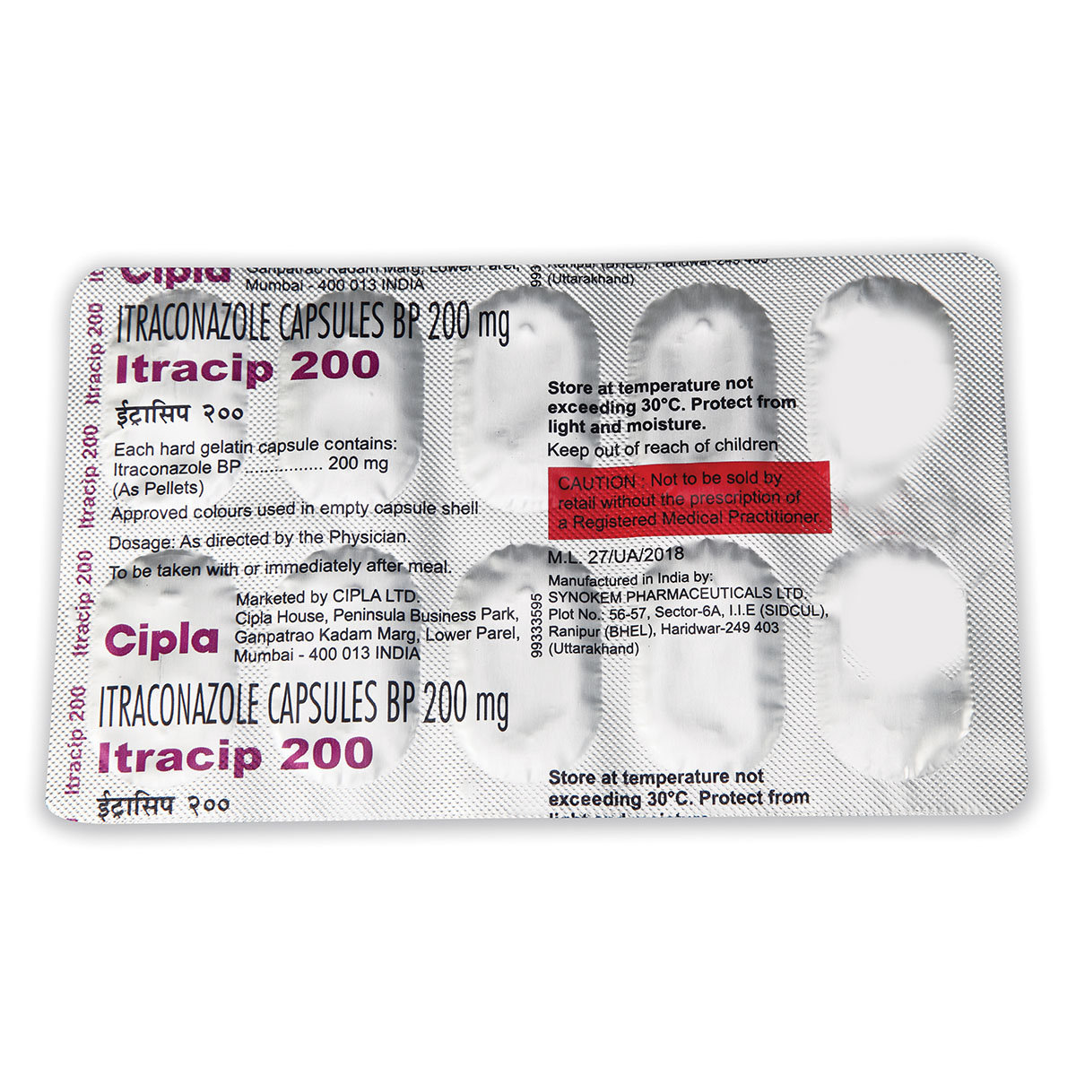Itracip 200 mg Capsule 10's, Pack of 10 CapsuleS Itracip 200 mg Capsule 10's, Pack of 10 CapsuleS