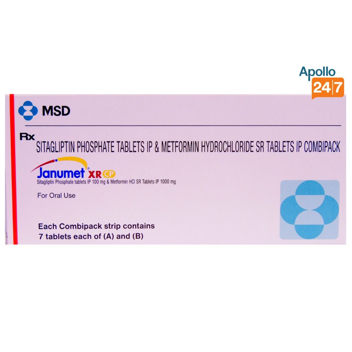 Janumet XR CP 100/1000 mg Tablet 14's Price, Uses, Side Effects