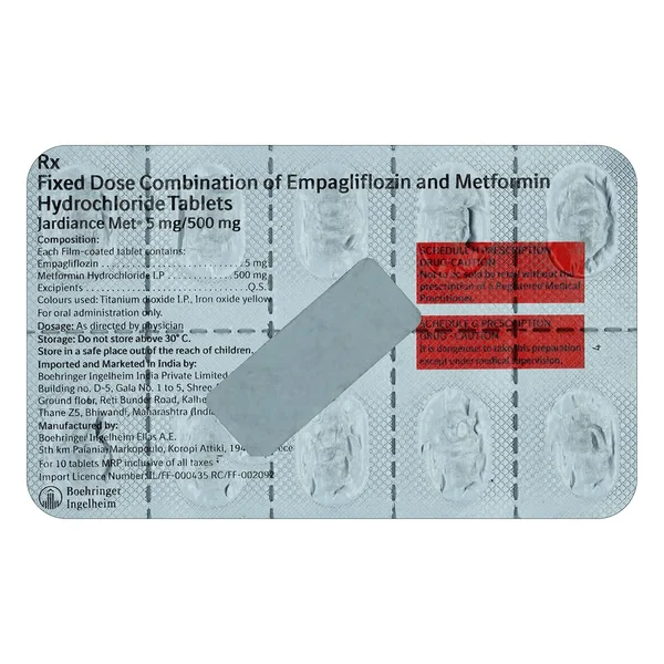 Jardiance Met 5 mg/500 mg Tablet 10's, Pack of 10 TABLETS