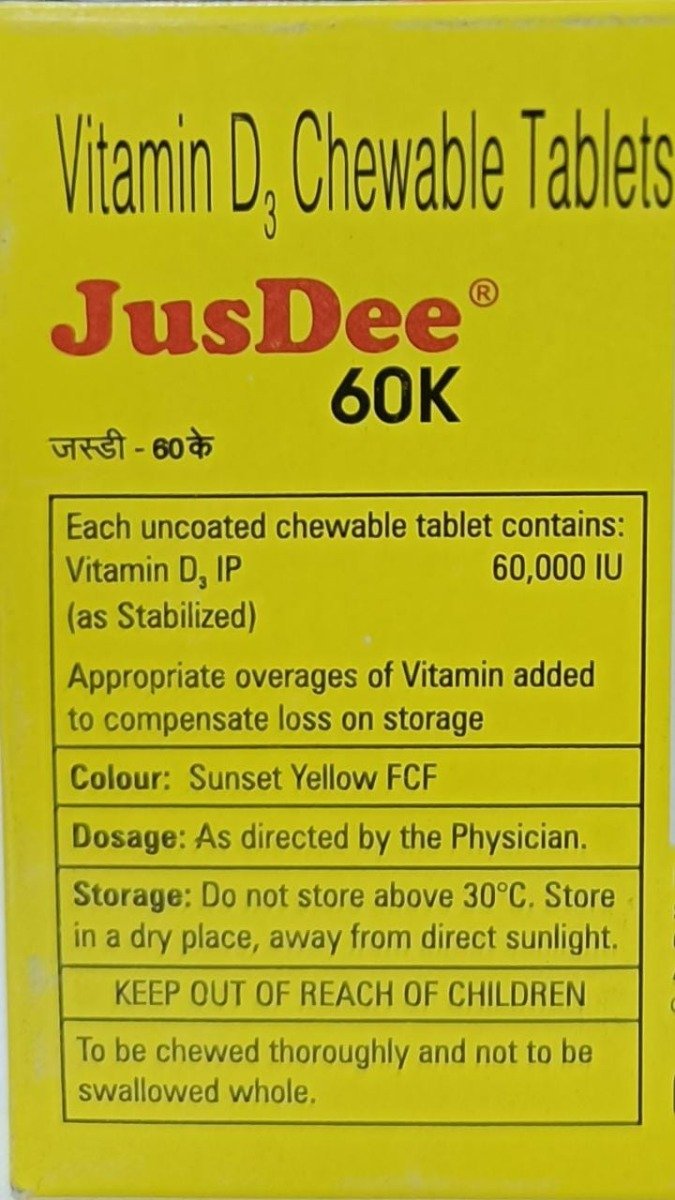 Jusdee 60K Chewable Tablet 4's, Pack of 4 Jusdee 60K Chewable Tablet 4's, Pack of 4
