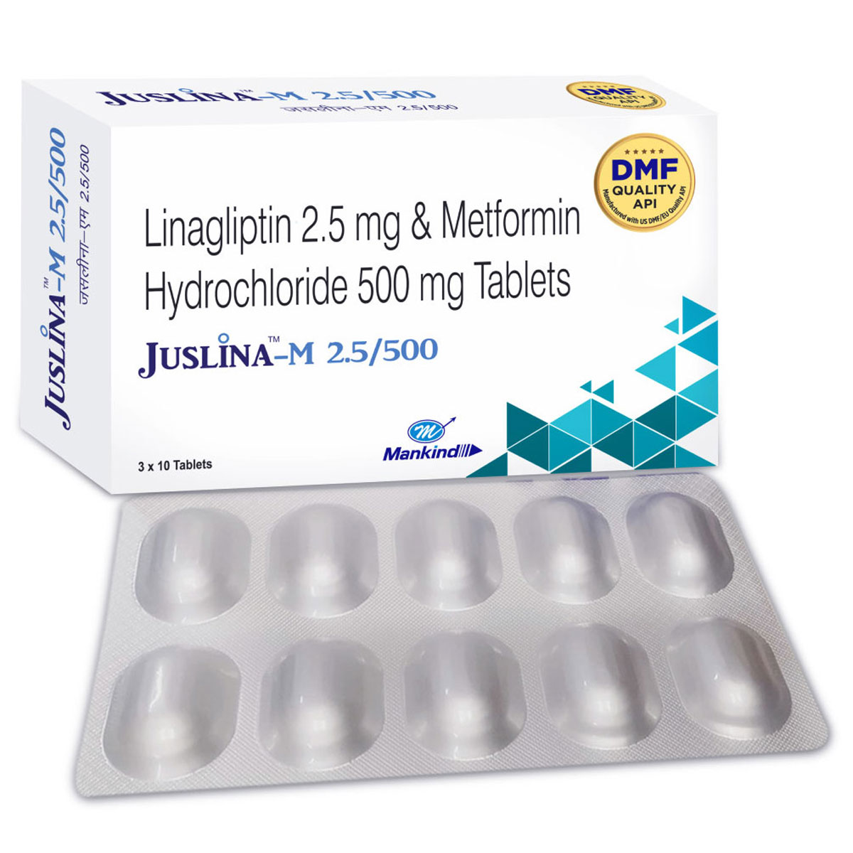 Juslina-M 2.5 mg/500 mg Tablet 10's, Pack of 10 TabletS Juslina-M 2.5 mg/500 mg Tablet 10's, Pack of 10 TabletS