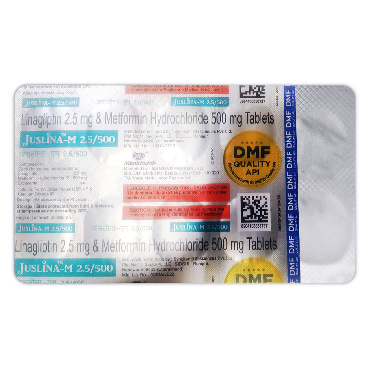 Juslina-M 2.5 mg/500 mg Tablet 10's, Pack of 10 TabletS Juslina-M 2.5 mg/500 mg Tablet 10's, Pack of 10 TabletS