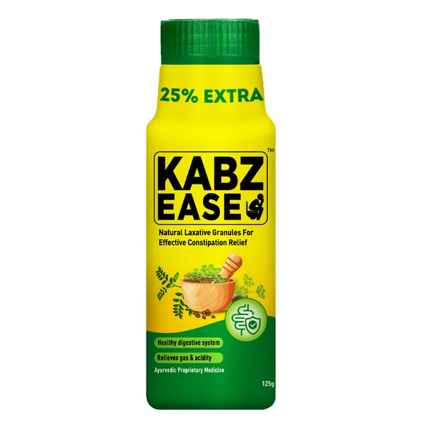 Kabz Ease Natural Laxative Granules, 125 gm | Relieves Constipation, Acidity &amp; Gas | Made with 19 Ayurvedic Ingredients, Pack of 1