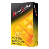 KamaSutra Mango Pleasure Flavoured Condoms, 10 Count, Pack of 1