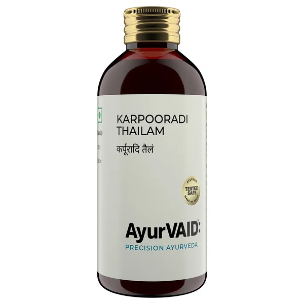 AyurVAID Karpooradi Thailam, 200 ml - Joint &amp; Muscle Pain, Chest Congestion Relief , Pack of 1
