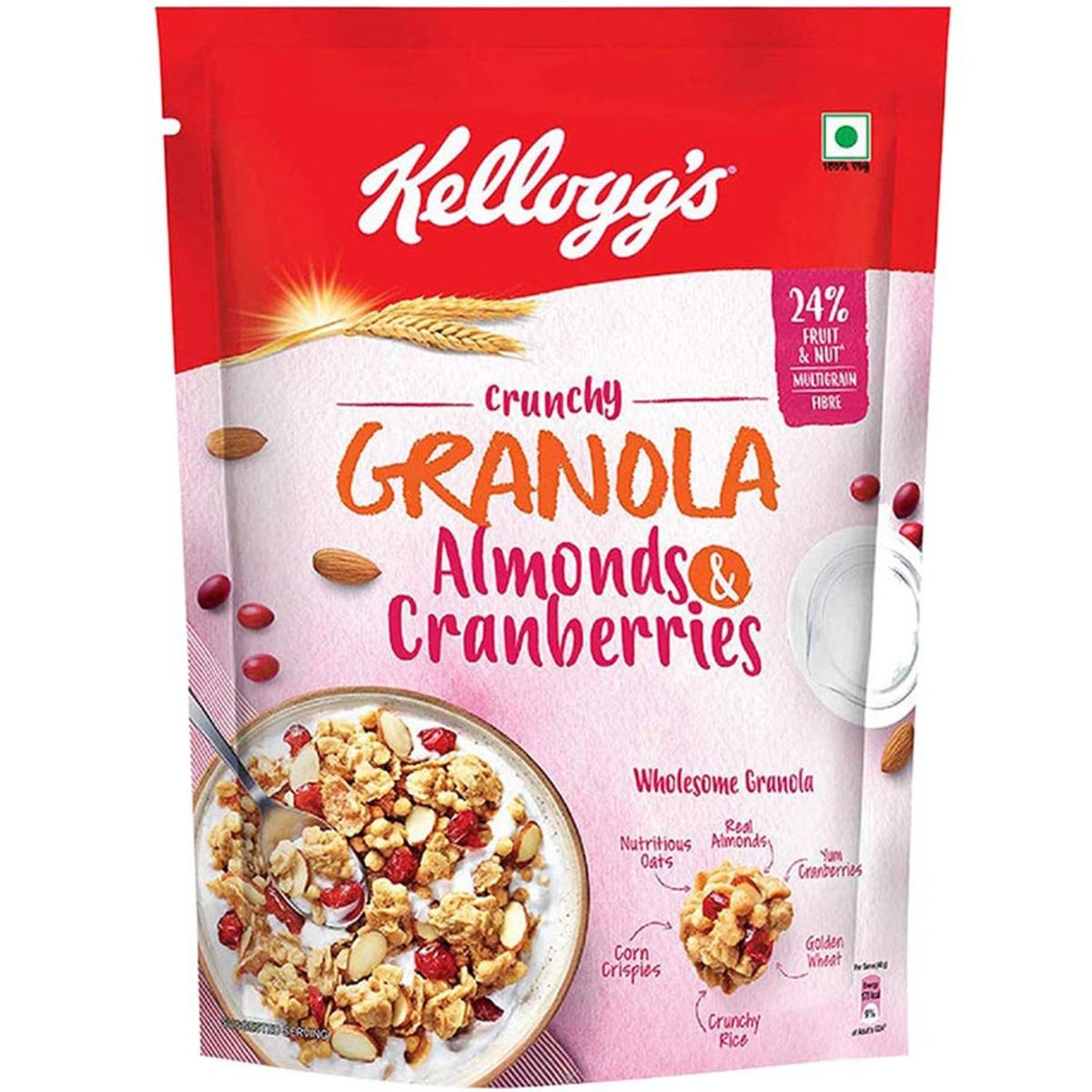 Kellogg's Almonds & Cranberries Crunchy Granola, 460 gm Price, Uses