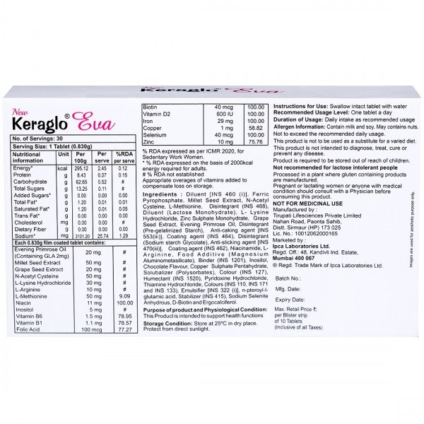 Keraglo Eva New Women Tablet 10's, Pack of 10 Keraglo Eva New Women Tablet 10's, Pack of 10