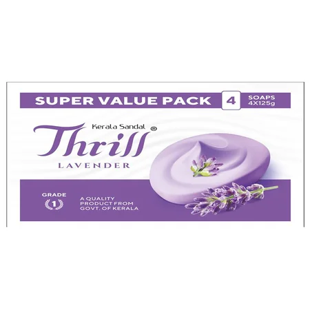 Kerala Sandal Thrill Lavneder Soap, 500 gm (4 x 125 gm)