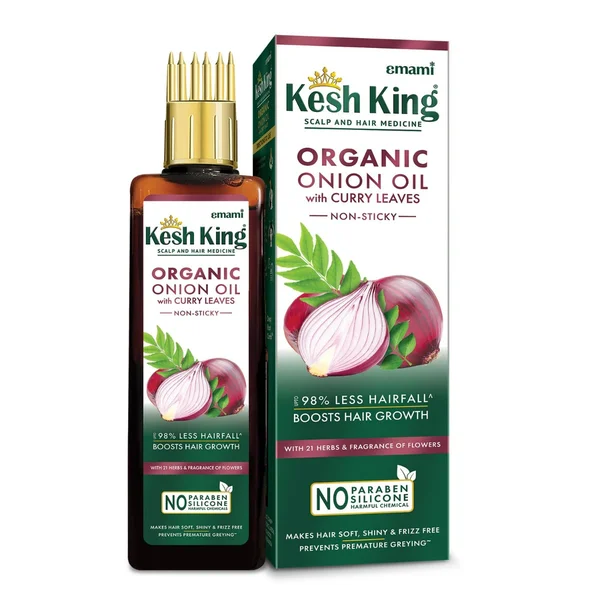 Kesh King Organic Onion Oil with Curry Leaves, 200 ml, Pack of 1