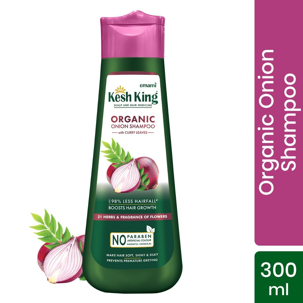 Kesh King Organic Onion Shampoo with Curry Leaves, 300 ml, Pack of 1 Kesh King Organic Onion Shampoo with Curry Leaves, 300 ml, Pack of 1