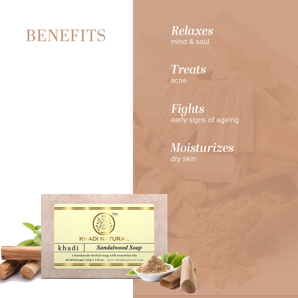 Khadi Natural Sandalwood Soap, 125 gm, Pack of 1 Khadi Natural Sandalwood Soap, 125 gm, Pack of 1