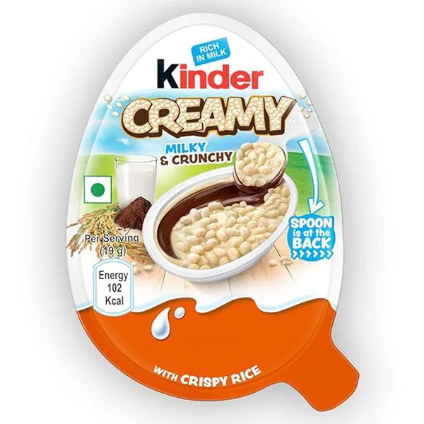 Kinder Creamy Milky &amp; Crunchy Chocolate, 19 gm, Pack of 1