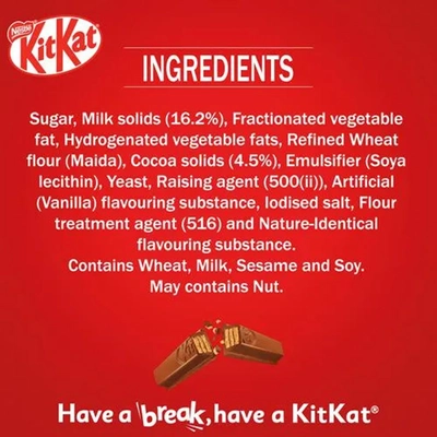 Nestle KitKat 4 Finger Chocolate, 36.5 gm, Pack of 1