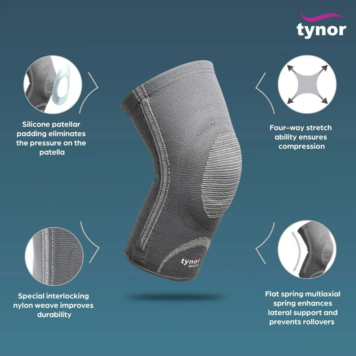 Tynor Knee Cap With Patellar Ring, XL, Gray, 1 Count | For Targeted Relief | Uniform Compression, Pack of 1 Tynor Knee Cap With Patellar Ring, XL, Gray, 1 Count | For Targeted Relief | Uniform Compression, Pack of 1