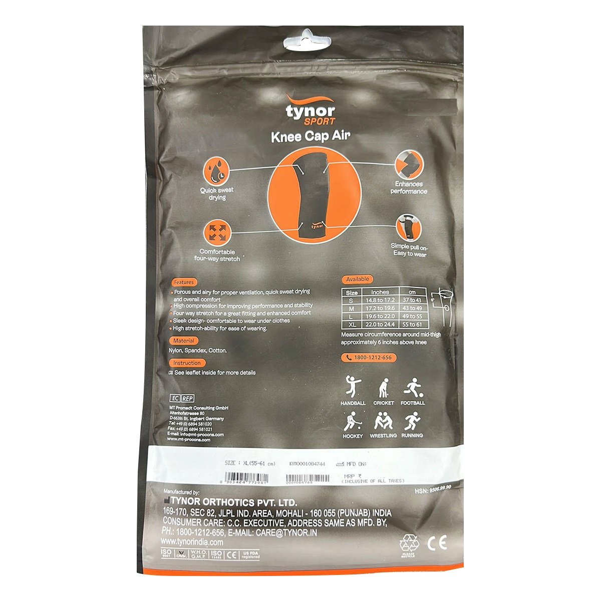 Tynor Knee Cap Air Neo Orange XL, 1 Pair, Pack of 1 Tynor Knee Cap Air Neo Orange XL, 1 Pair, Pack of 1